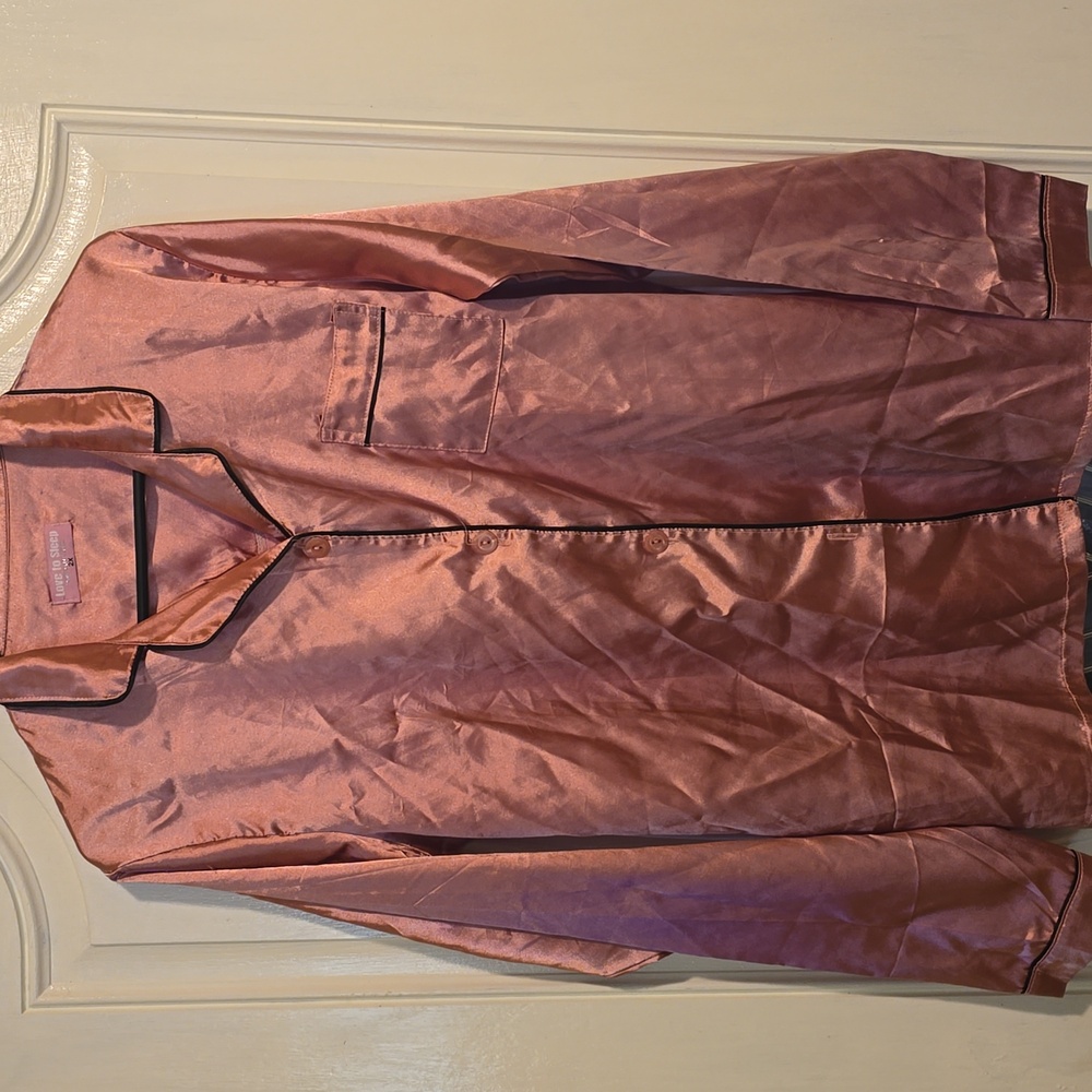 Love To Sleep Satin Long Sleeve Sleep Shirt 2XL Blush